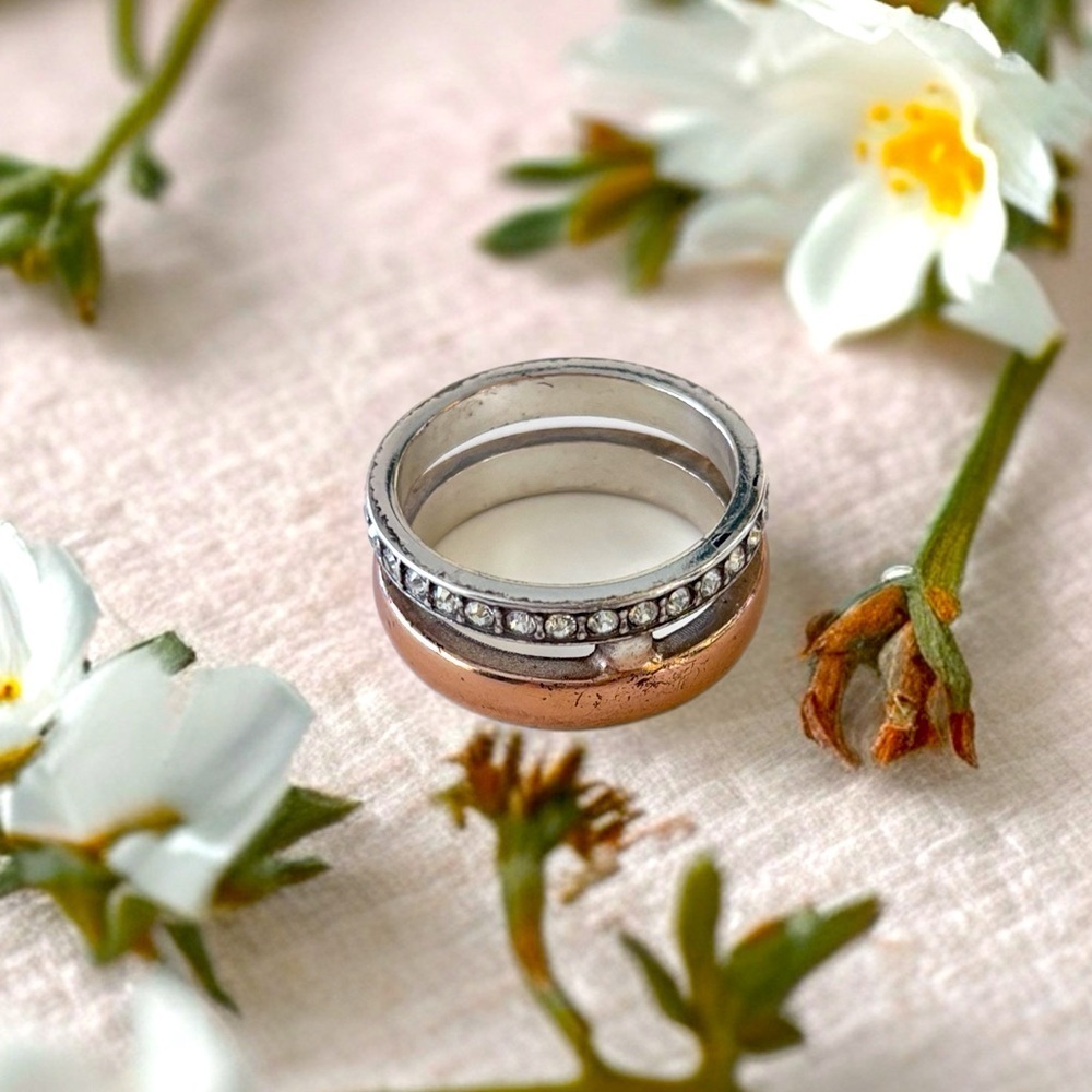 Brighton Neptune's Rings Duo Ring - Size 9.  Silver and Gold Plated